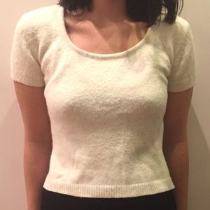 Reformation wool white crop top