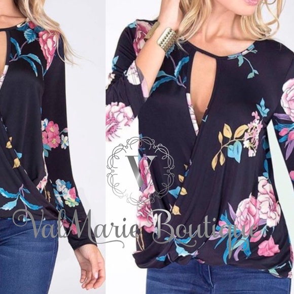 Floral surplice stretchy top - Picture 2 of 2