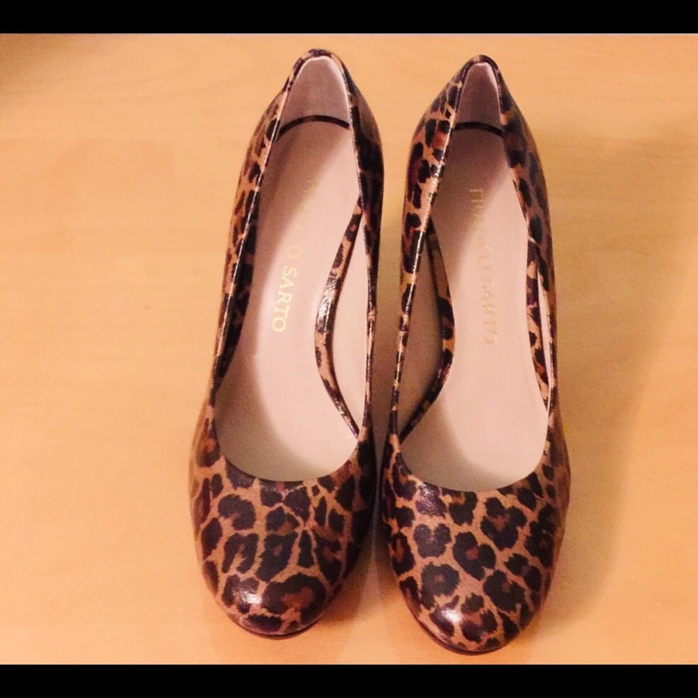 Franco Sarto Leather Pumps in Leopard Print