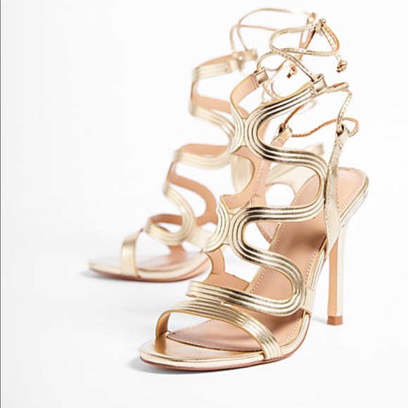 Metallic Swirl caged Heeled Sandal - Picture 1 of 2