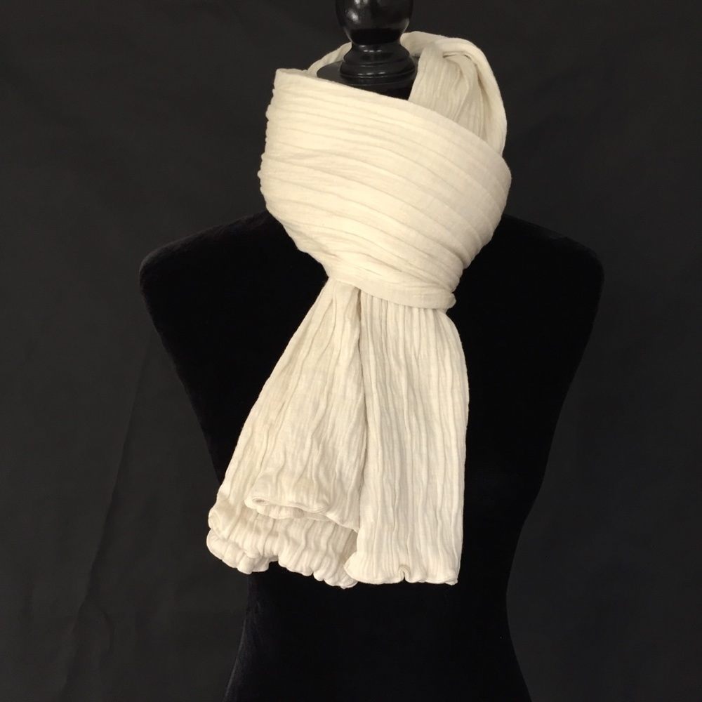 Ivory Crinkle Textured Scarf
