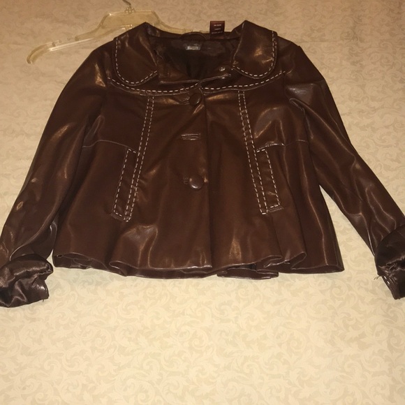 Leather Guess Kids Peplum Jacket - Picture 1 of 4