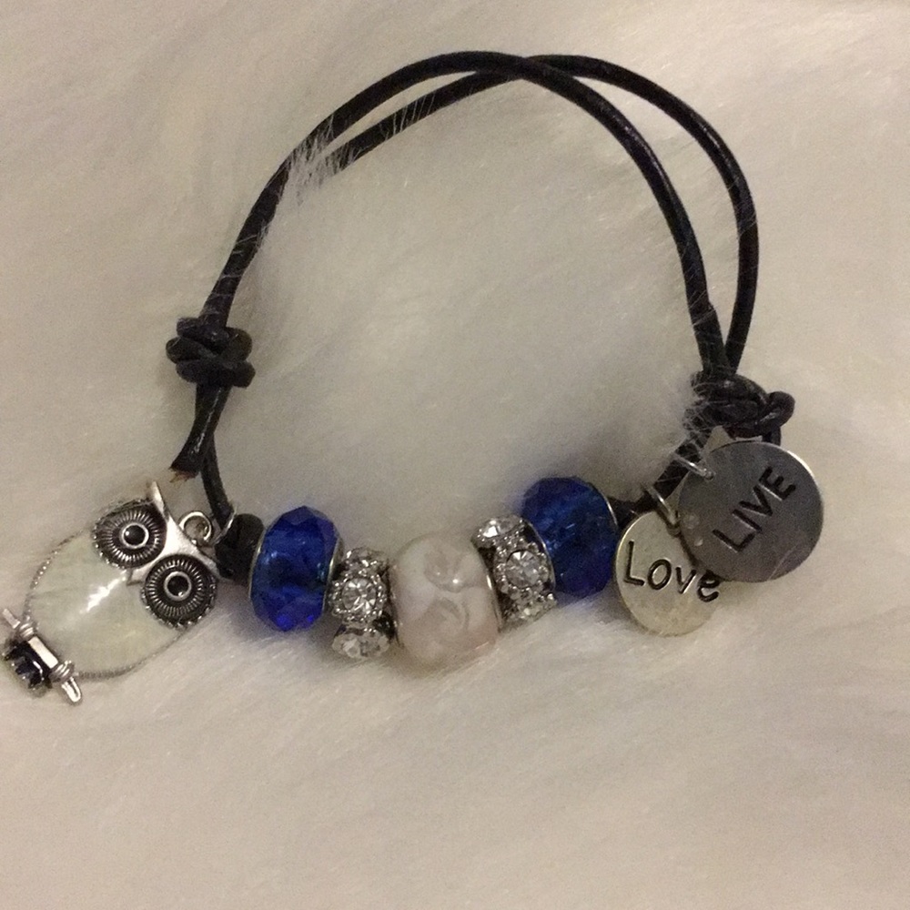 Hand made royal blue and silver bracelet