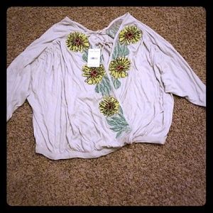 Free People Floral 3/4 sleeve top(new)