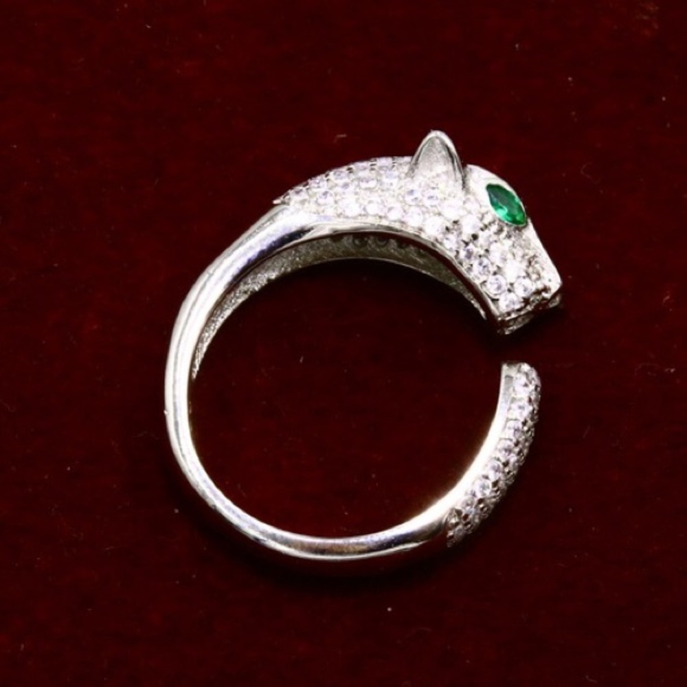 AAA Italian Zircon Platinum Plated Leopard Ring - Picture 4 of 6