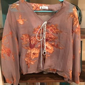 BRAND NEW Mauve and Gold Floral Crop Top