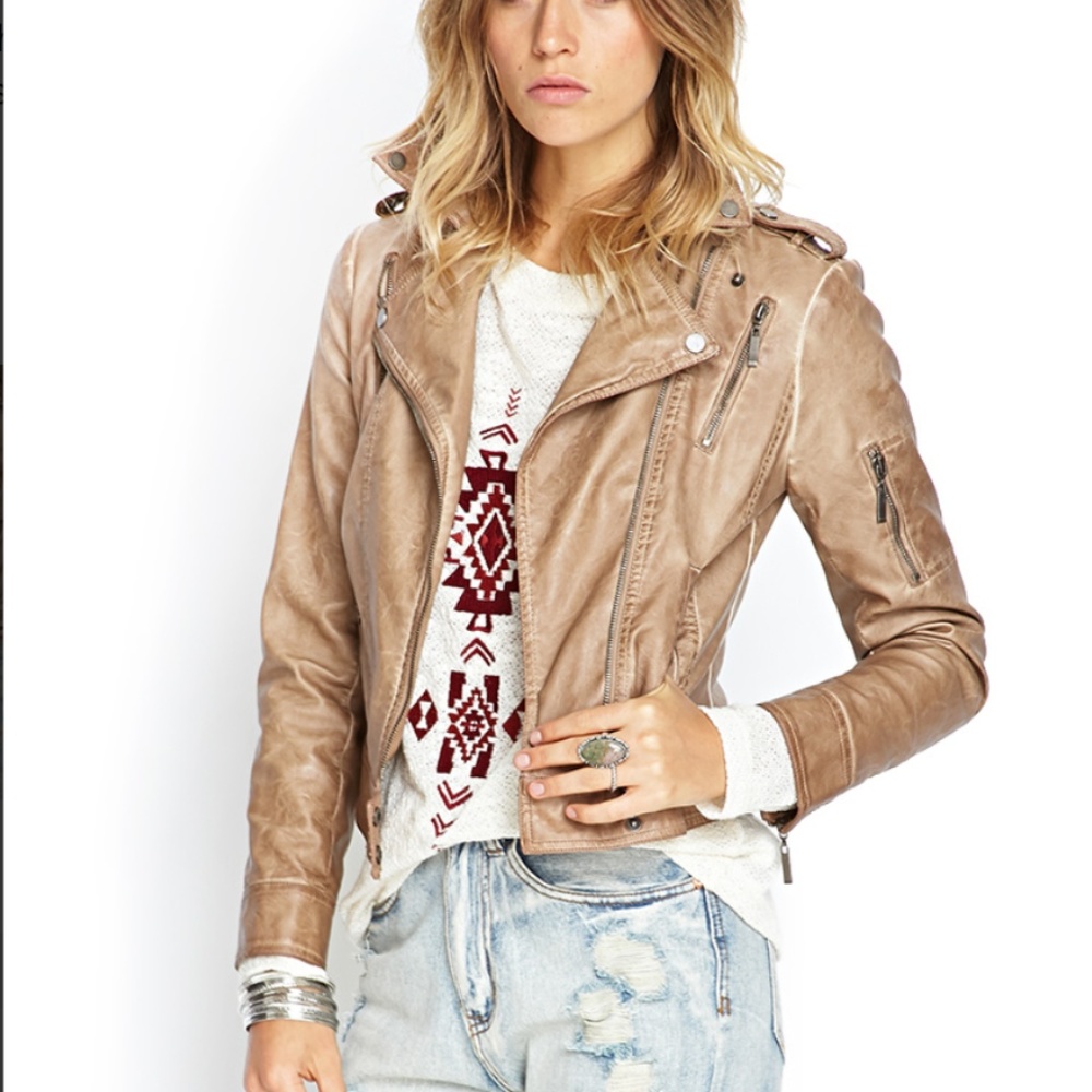 Forever21 Tan Faux Leather Jacket