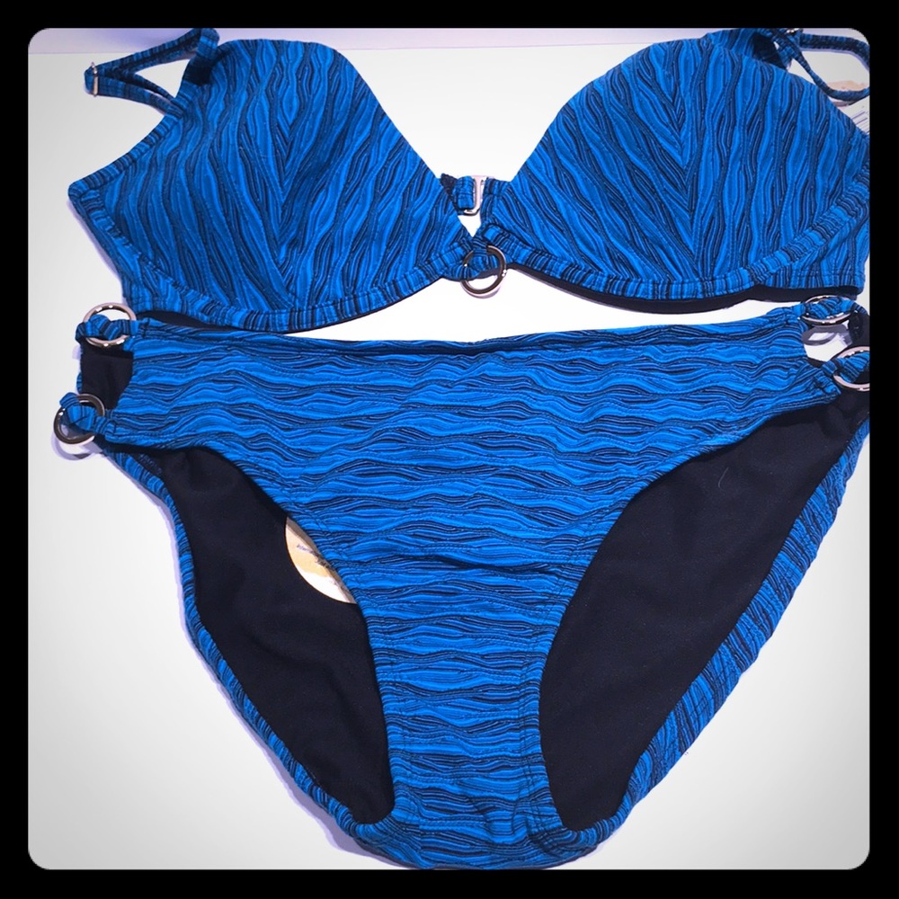 Aqua Soleil .turquoise/black bikini.