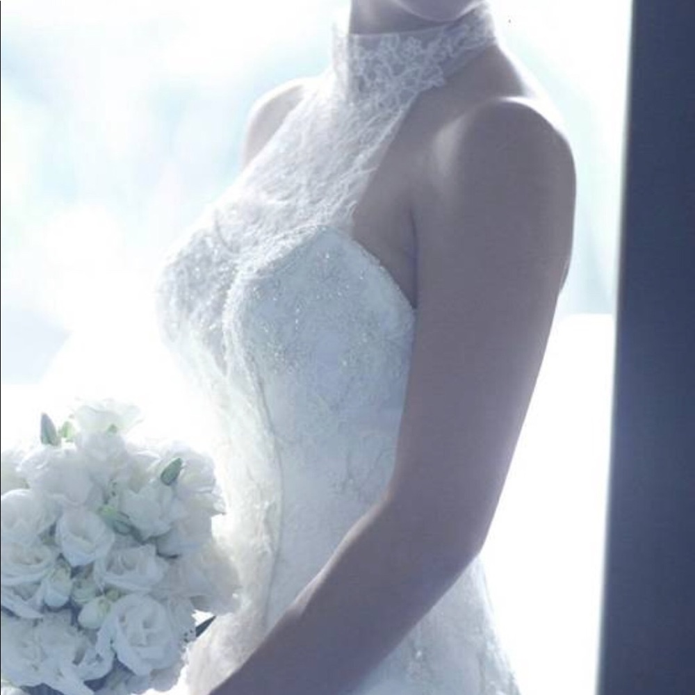 Casablanca High-Neck Lace Wedding Dress