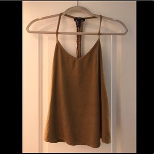 Tan halter tank with cute back part
