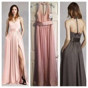 V Neck Halter Gown with Sash