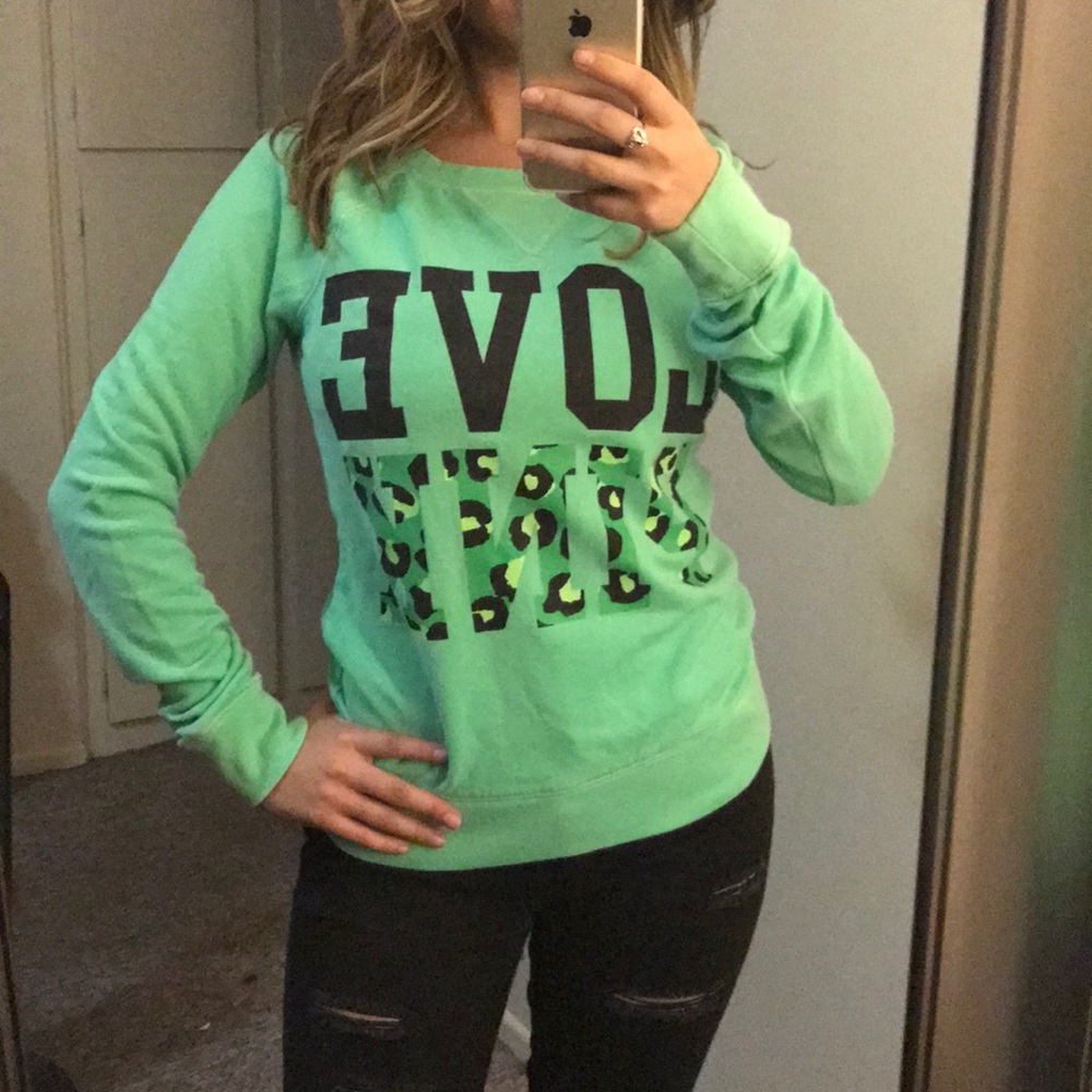 VS PINK lime green sweatshirt