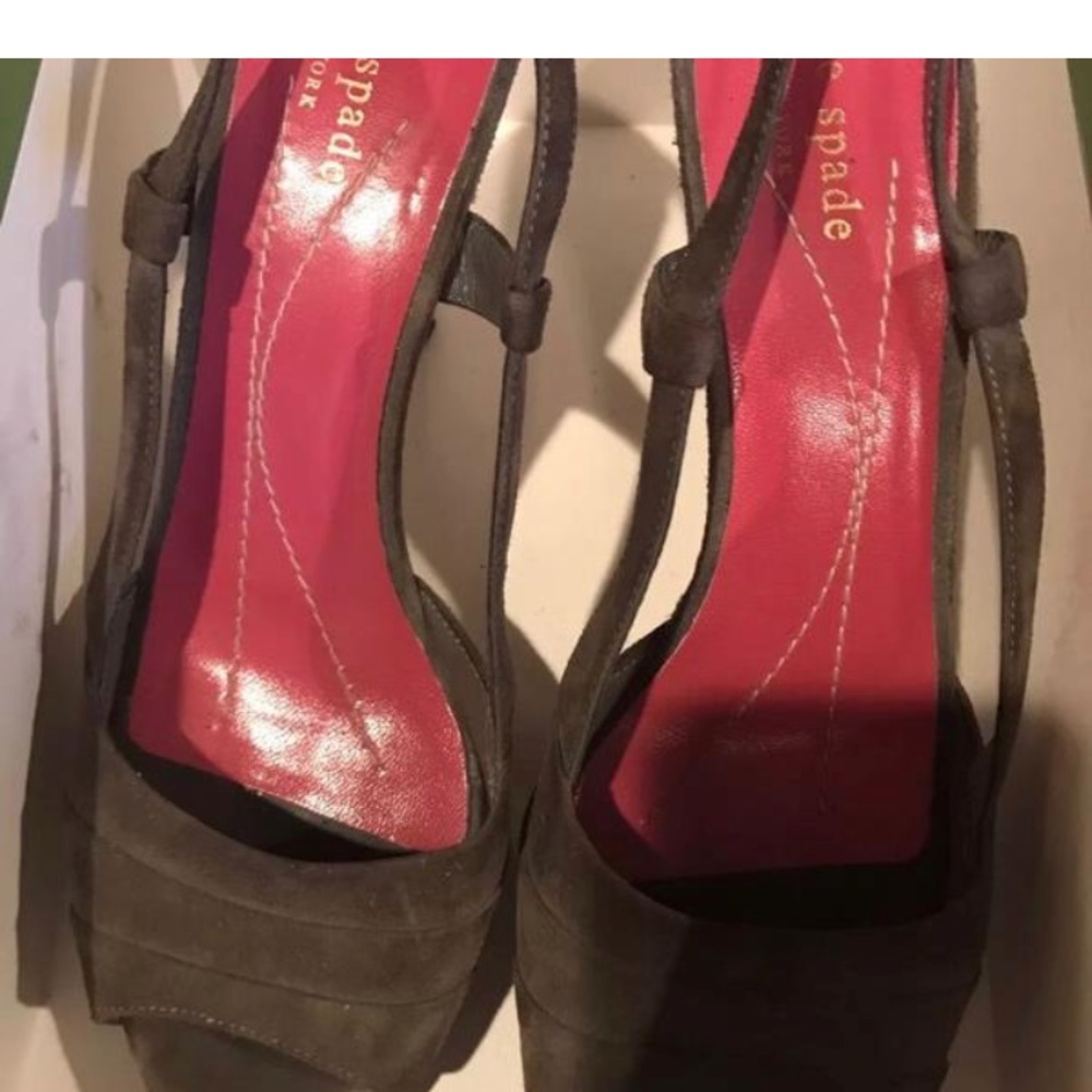 Kate Spade Gray Suede Python Platform Shoes 36.5 - image 5