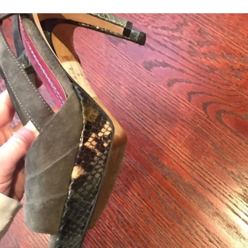 Kate Spade Gray Suede Python Platform Shoes 36.5 - image 3