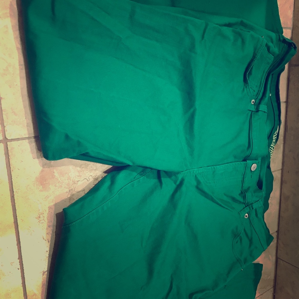 Green skinny jeans