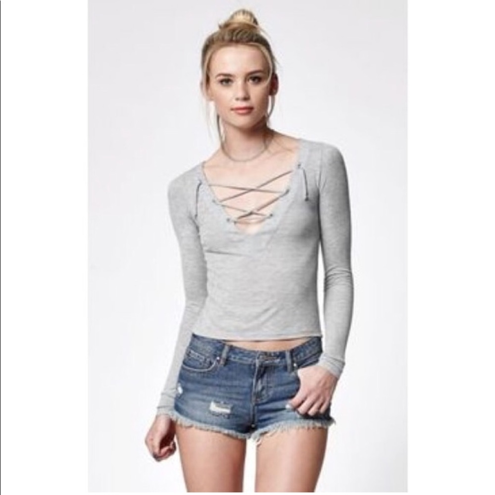 JOHN GALT Long Sleeve Lace Up Top