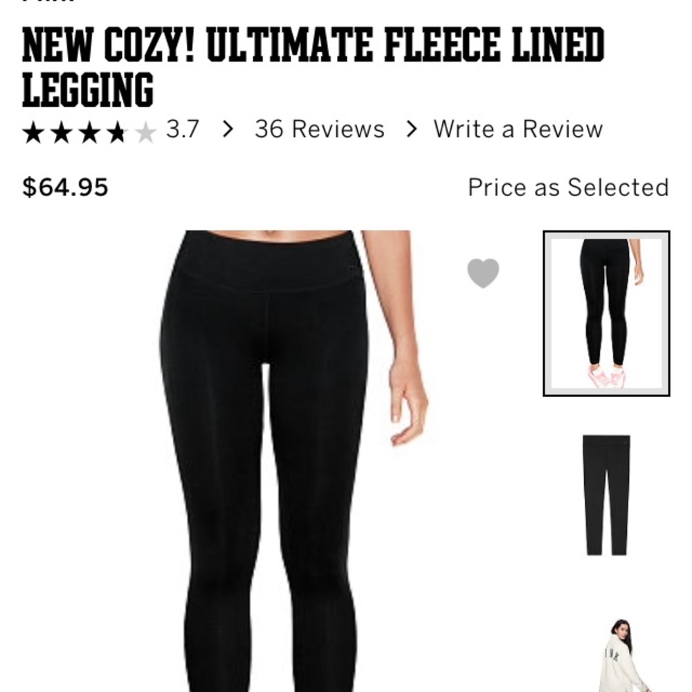 NWT Pink Fleece Leggings