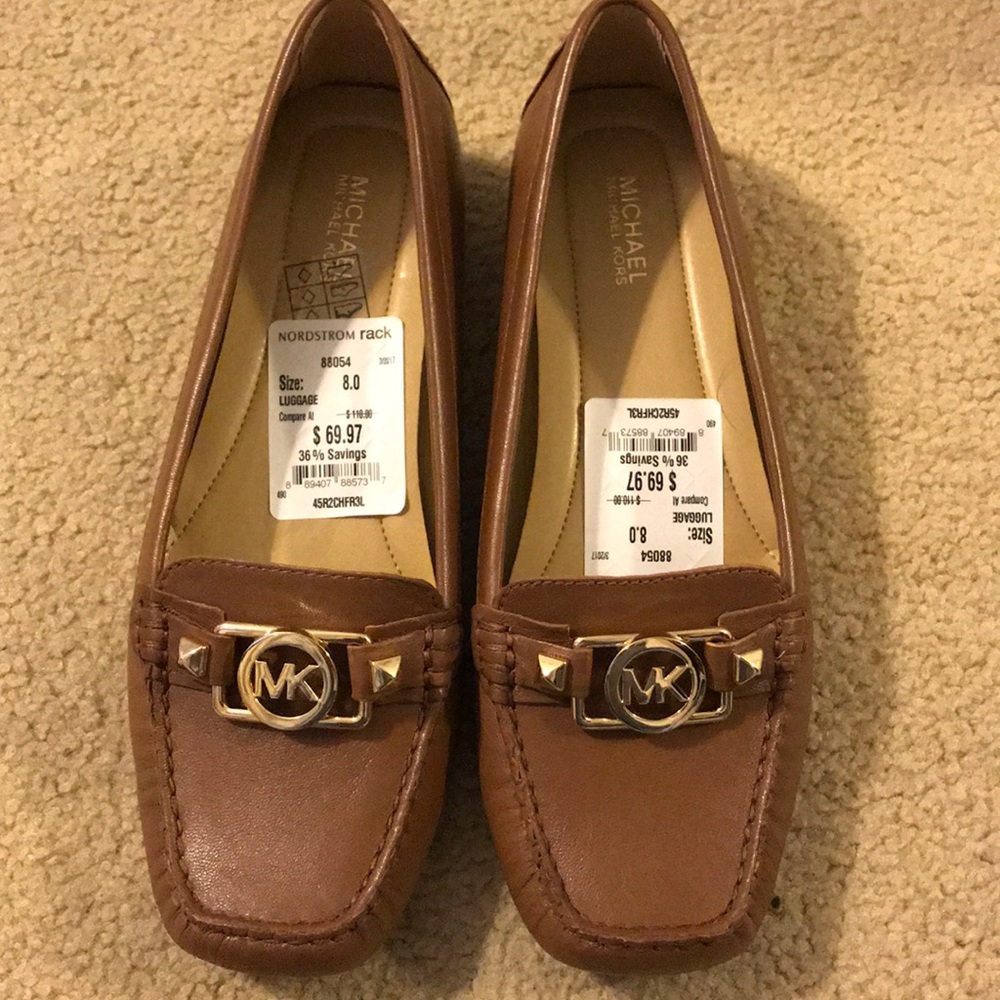 Brand New Camel Loafers with goldbuckle