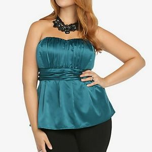 Torrid Strapless Satin Turquoise Bustier