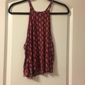 Full Tilt high neck crop top in red floral pattern