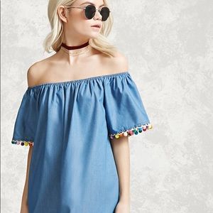 Forever 21 Pom Pom Chambry Dress