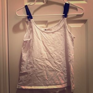 White Tank Top with Leather Straps