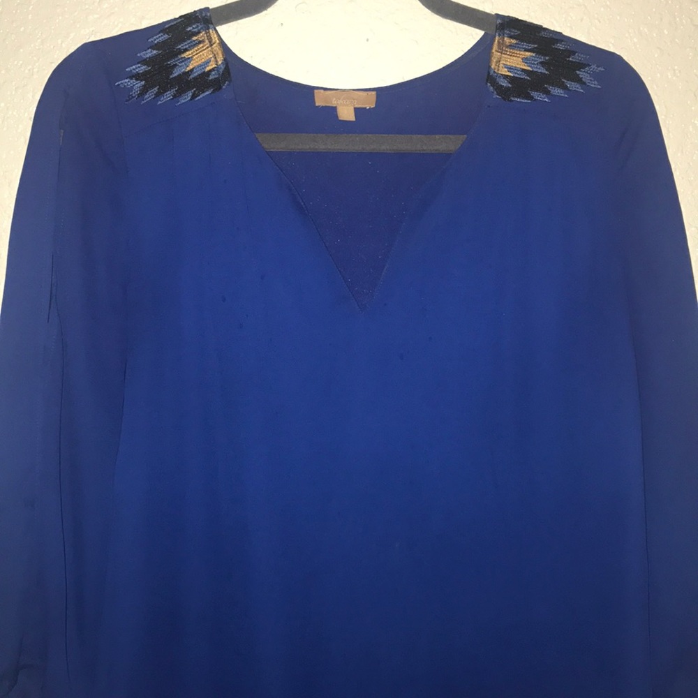 Royal blue cold shoulder blouse