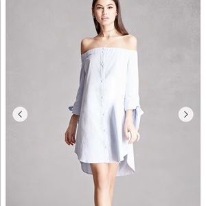 Forever 21 Striped off the shoulder shirt dress