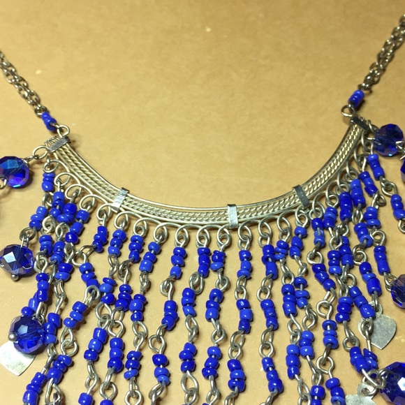 ER26 Alpaca Silver Lapis Blue Color Necklace Set - Picture 4 of 5