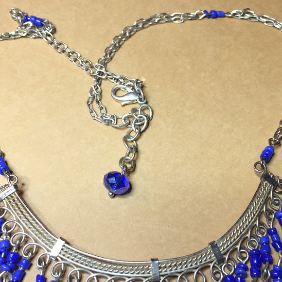 ER26 Alpaca Silver Lapis Blue Color Necklace Set - Picture 5 of 5