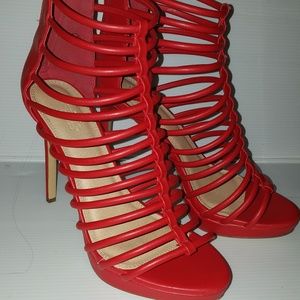 Charlotte Russe Red Strappy Pumps
