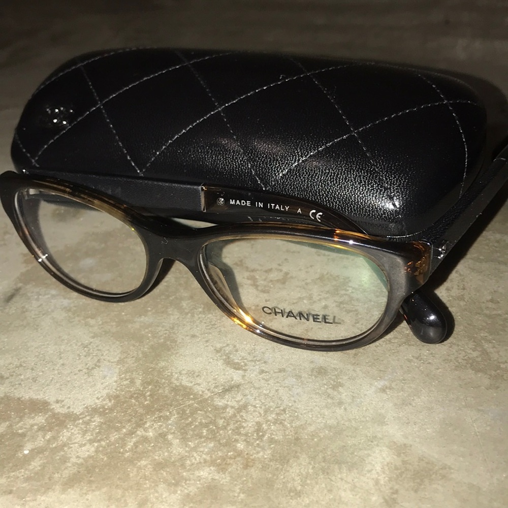 Chanel 1559 Glasses - Brown Clear Leather Temples
