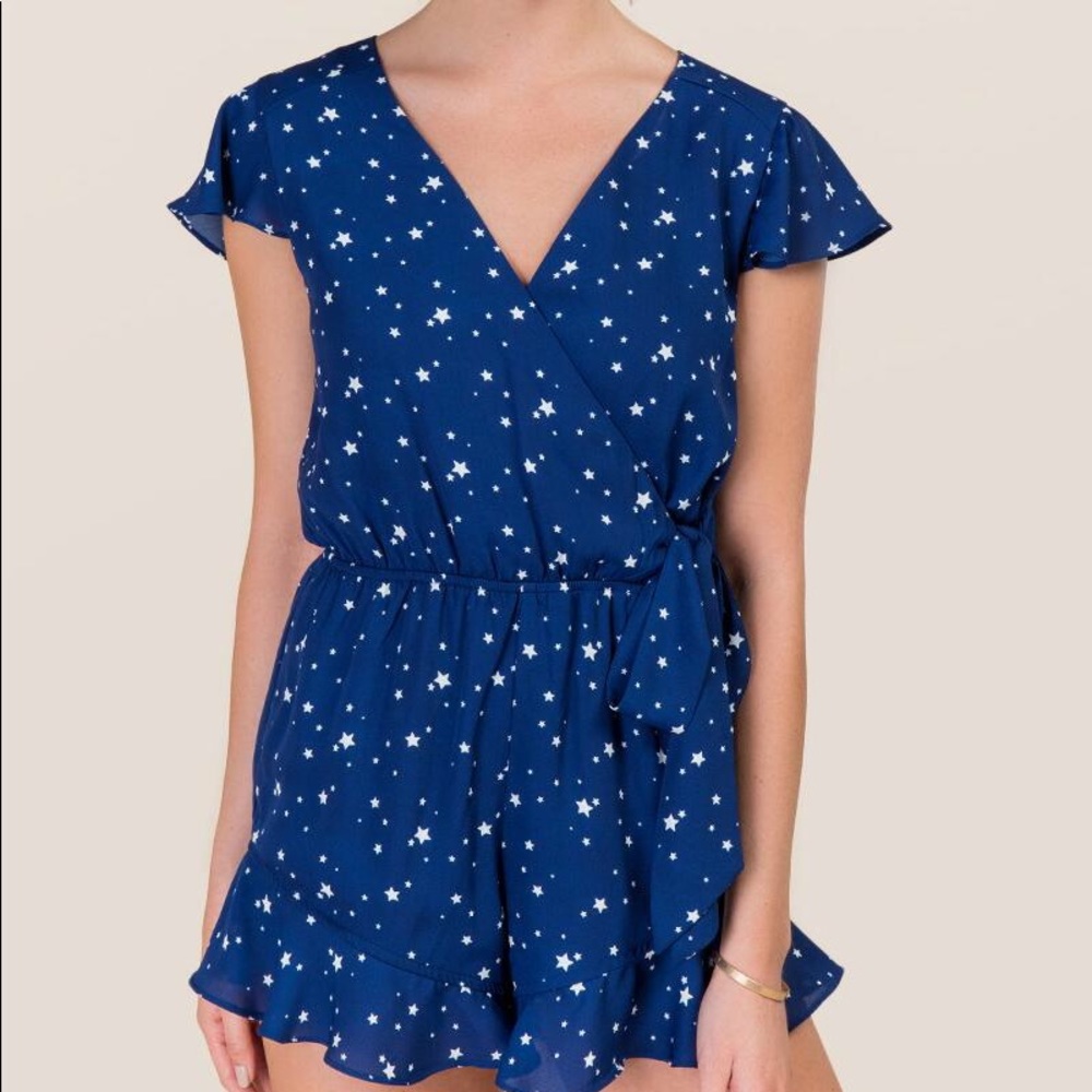Blue Star Cassandra Ruffle Wrap Romper