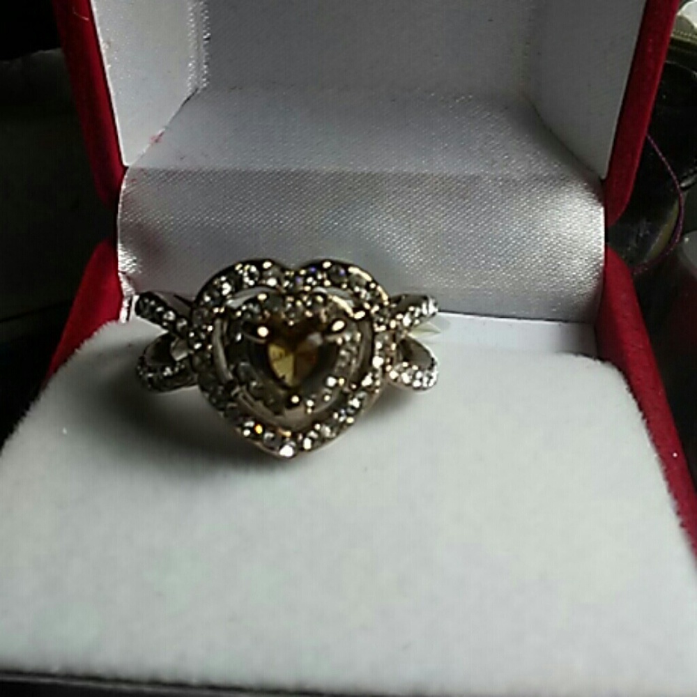 Halo heart Chocolate Rose gold plated ring