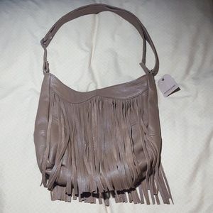 {EarthBound Trading} Leather Fringe Hobo Bag