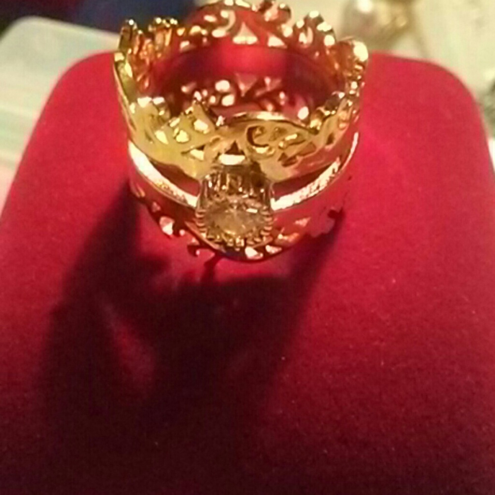 18 k yellow gold filled double ring