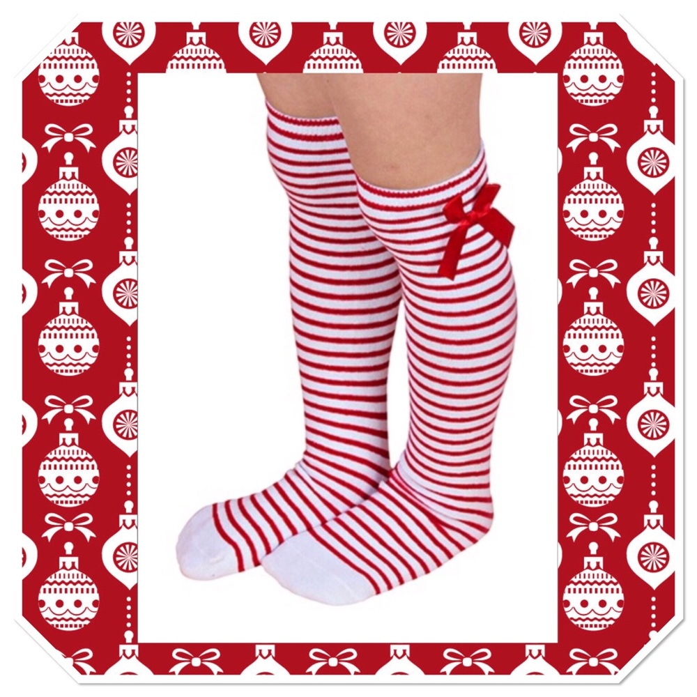 Striped Tube Socks with Bows