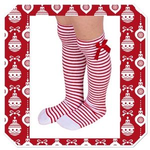 Striped Tube Socks with Bows