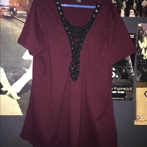 Burgundy lace shirt