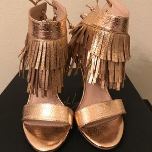 TOPSHOP Rose Gold Fringe Heels