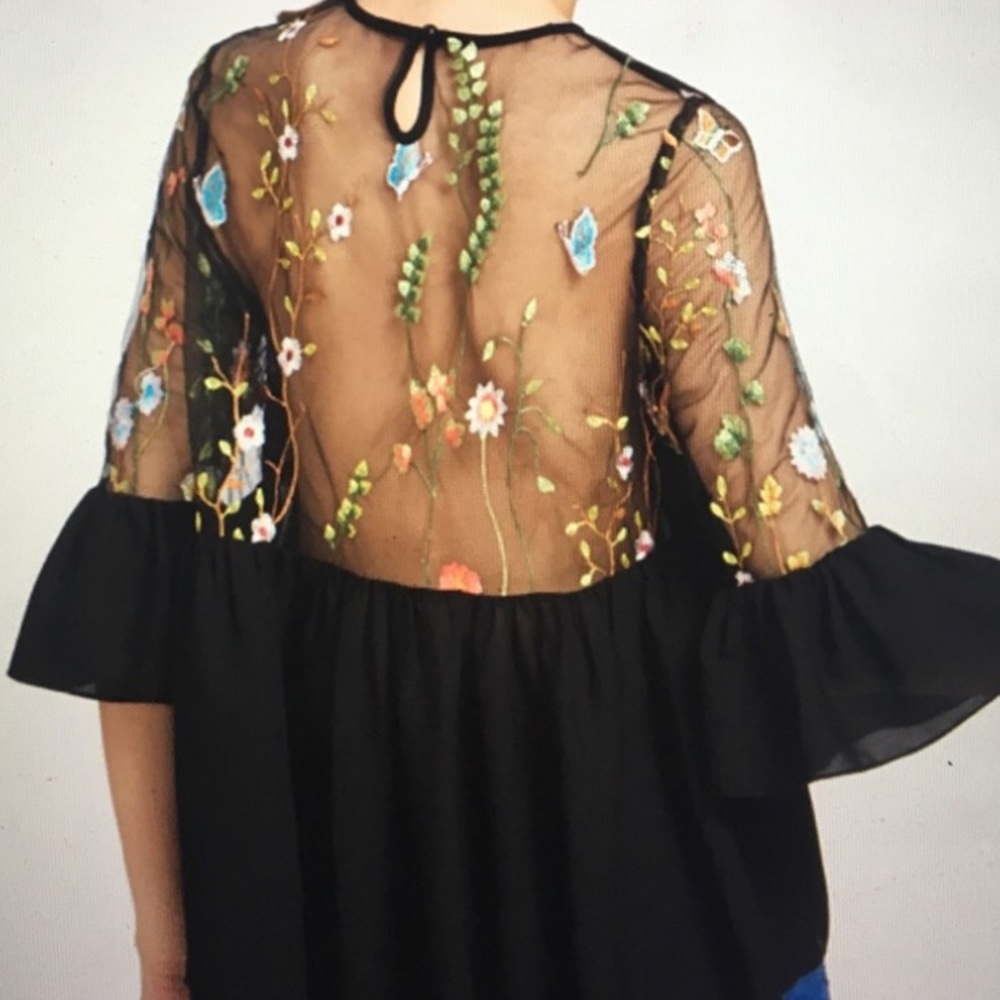 Boohoo embroidered mesh top unworn