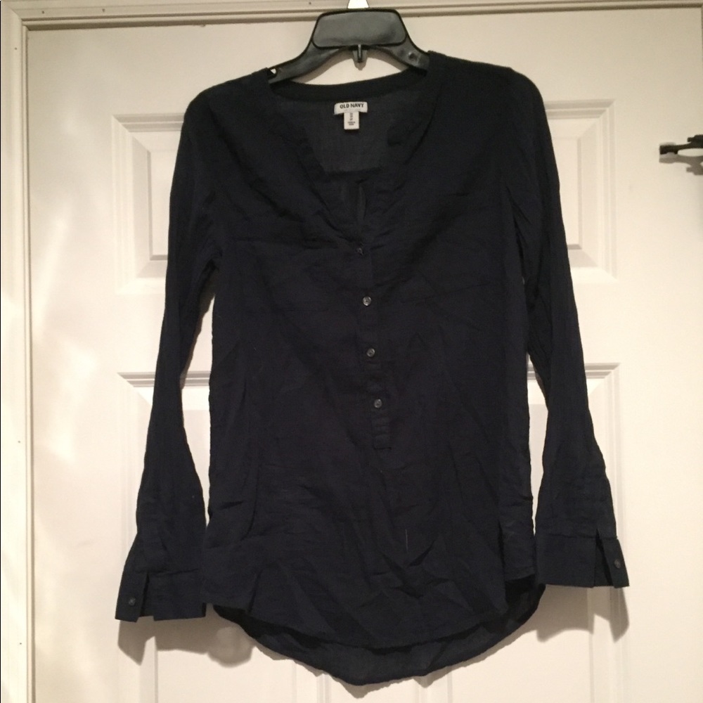 Navy Half Button up Blouse
