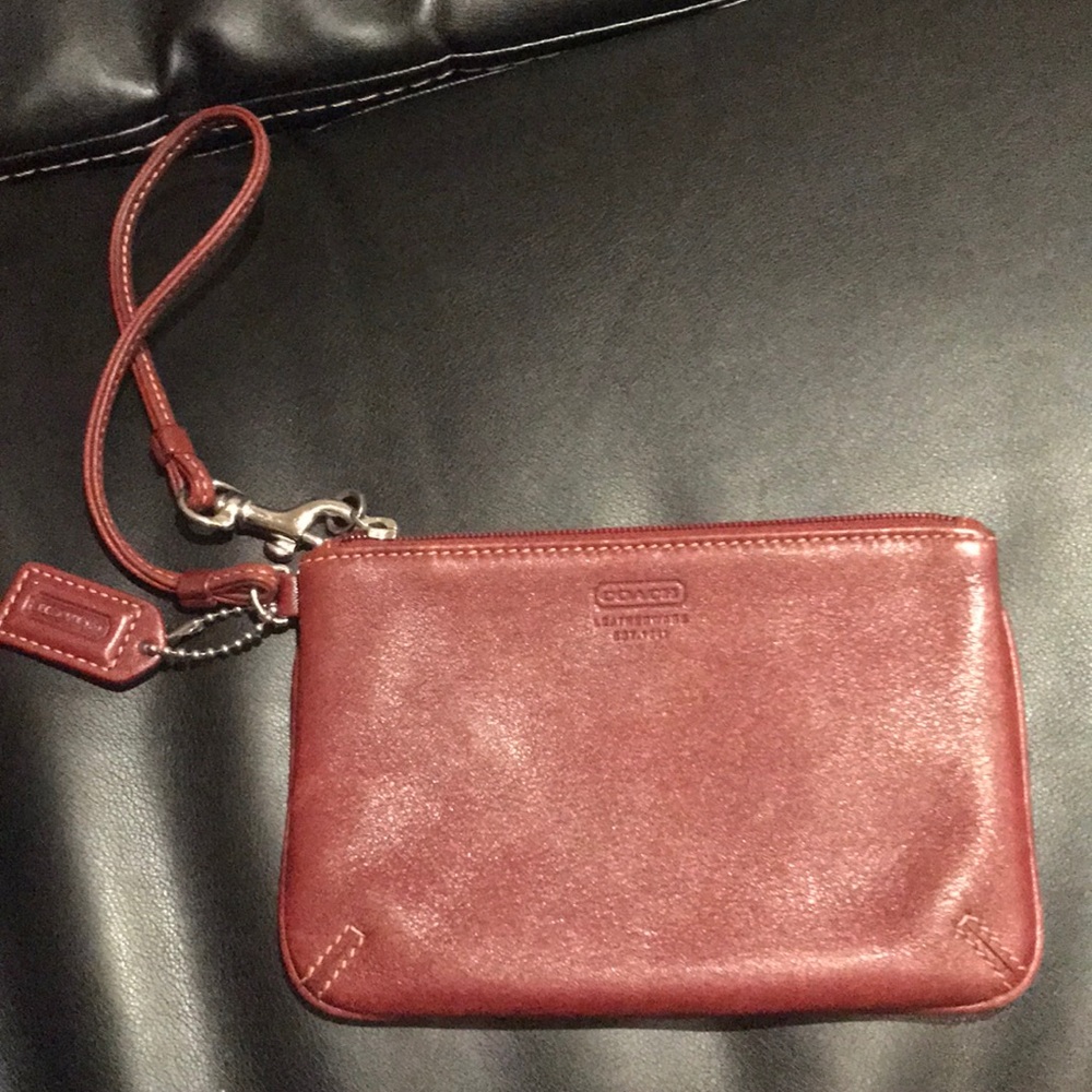 Burgundy Coach Wristlet