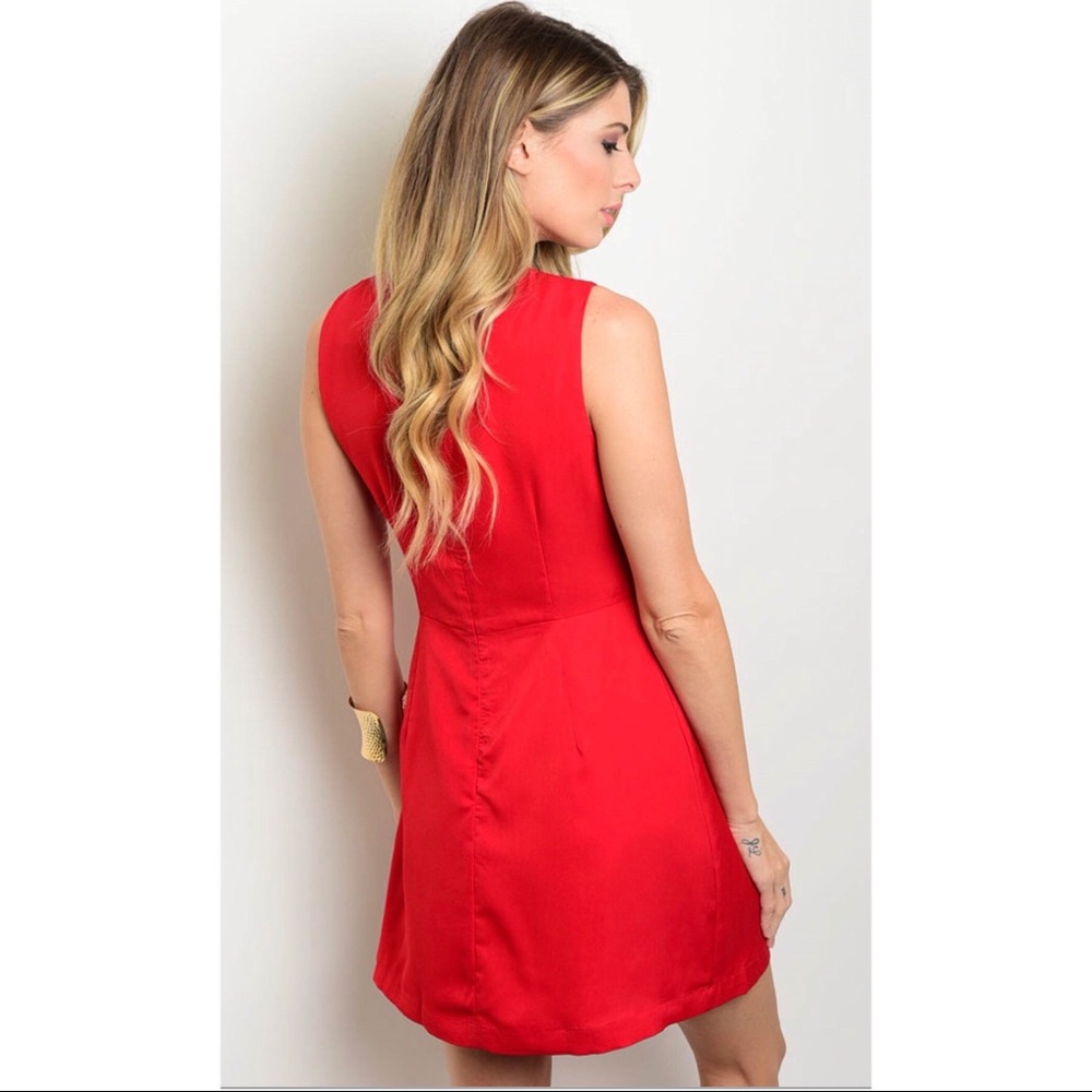 LAST ONE ‼️Red Lace-Up Dress ❤️ - Picture 2 of 3