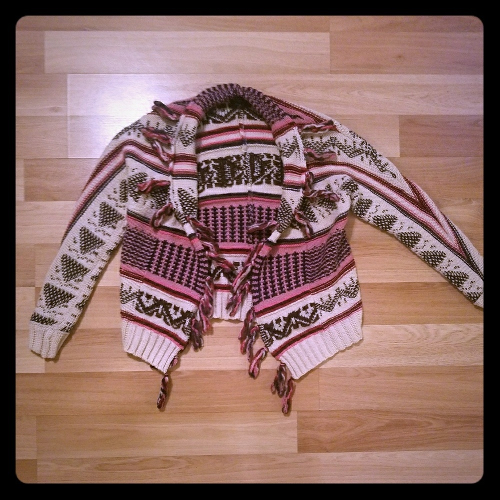 Pink and Brown Aztec Sweater American Eagle