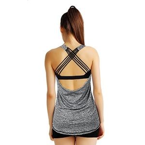 NWT open back workout tank with built in bra