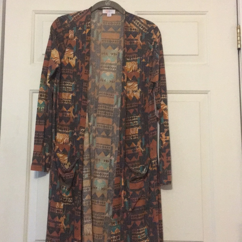 Lularoe Sarah BNWT MEDIUM burnt orange/grey/teal