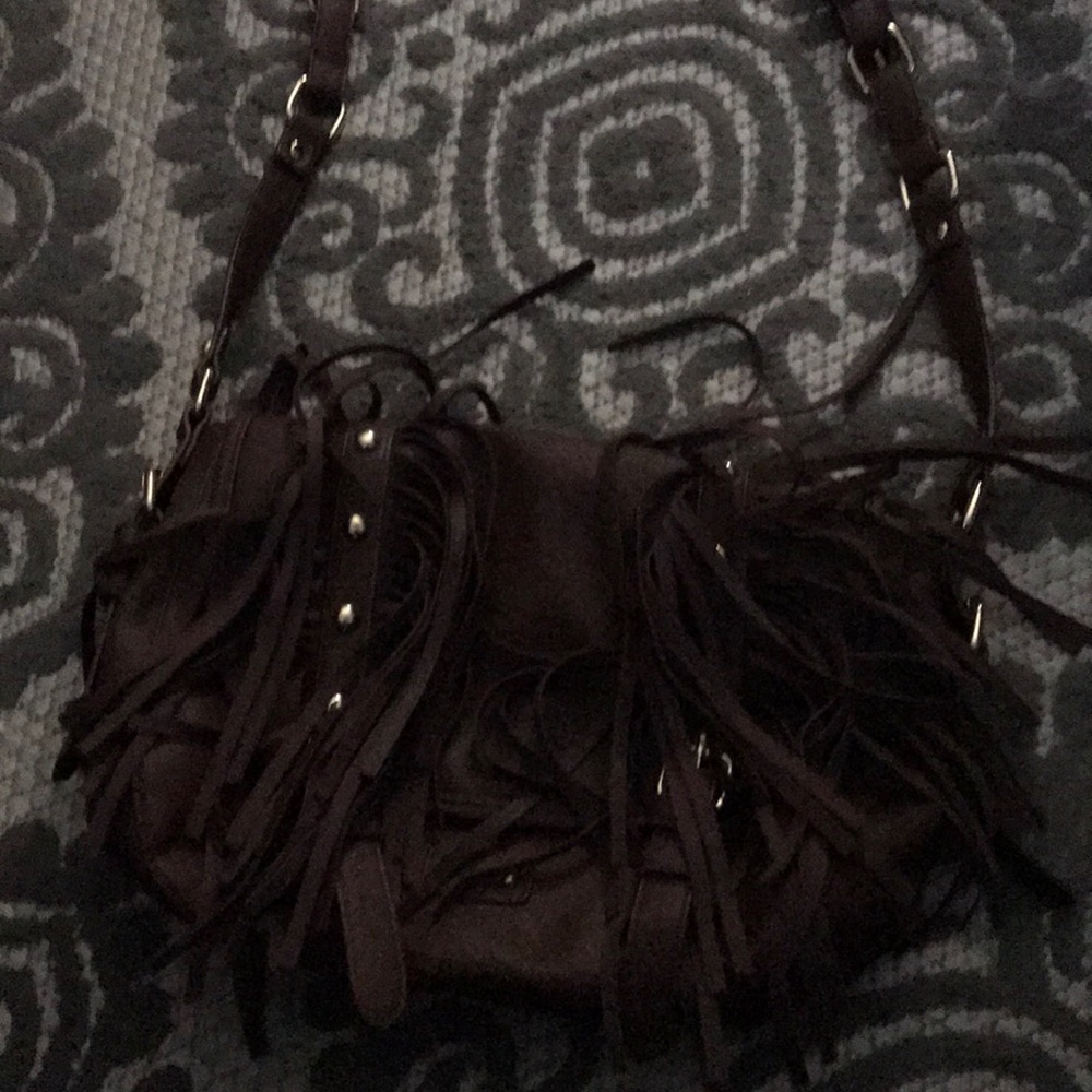 Charming Charlie Brown fringe boho satchel bag