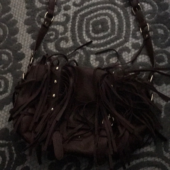 Charming Charlie Brown fringe boho satchel bag - Picture 1 of 7