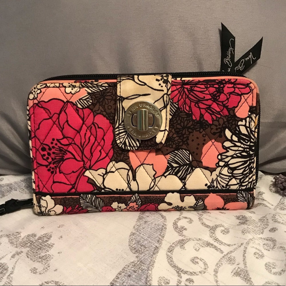 Pink and Black Vera Bradley floral wallet